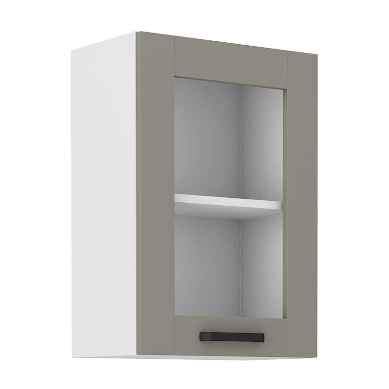 Horní prosklená skříňka Luna Claygrey/bílá 40 GS-72 1F
